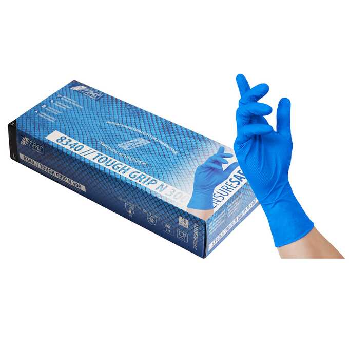 Jednorazowe rękawice nitrylowe Nitras Tough Grip N 300 8340, niebieskie