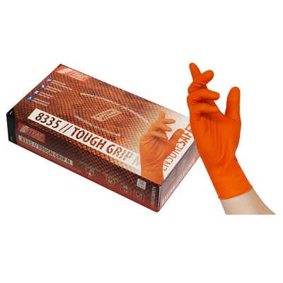 Jednorazowe rękawice nitrylowe Nitras Orange Tough Grip N 8335, pomarańczowe