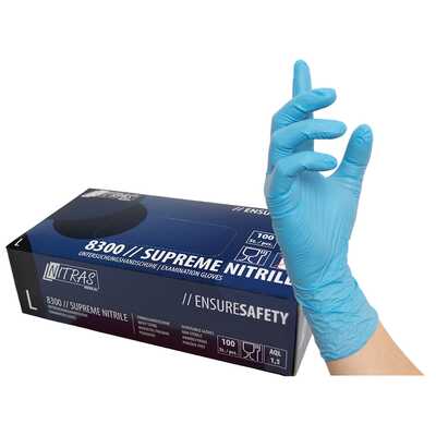 Jednorazowe rękawice nitrylowe Nitras Supreme Nitryle - 8300 - niebieskie