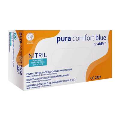 Jednorazowe rękawice nitrylowe Ampri Pura Comfort Blue  970-013  (box 100 sztuk)