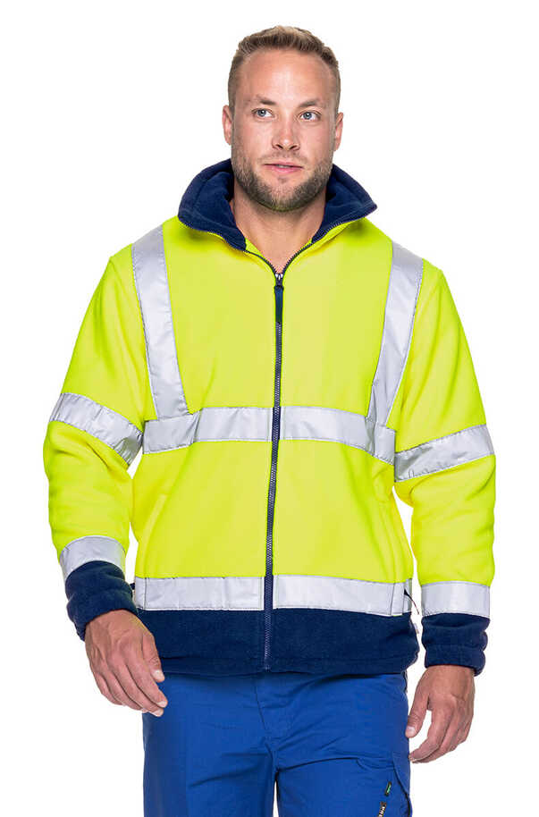 Polar ostrzegawczy Promostars (Mark the helper) Fleece Hi-Vis 77600, neonowy żółty/granatowy