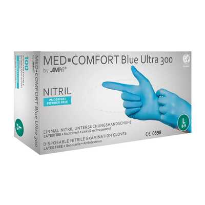 Rękawice jednorazowe nitrylowe  Ampri Med Comfort Blue Ultra 300 box 100 szt 01194