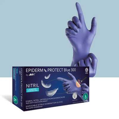 Rękawice jednorazowe nitrylowe Ampri Epiderm Protect Blue 300 niebieskie 01164