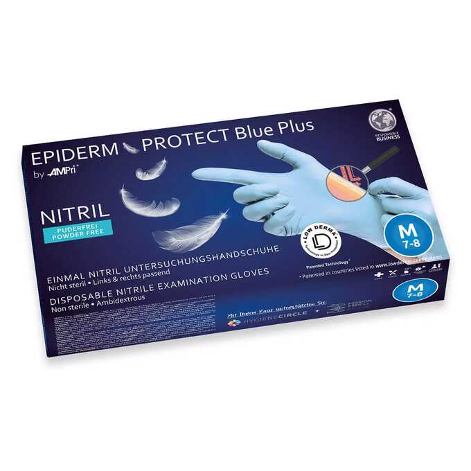 Rękawice jednorazowe nitrylowe Ampri Epiderm Protect Blue Plus niebieskie 01169