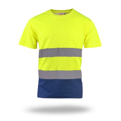 Koszulka robocza ostrzegawcza Promostars (Mark the helper) Hi-Vis 77250, neonowa żółta/granatowa