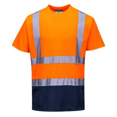 Koszulka robocza ostrzegawcza T-shirt, Portwest S378, pomarańczowo-granatowa