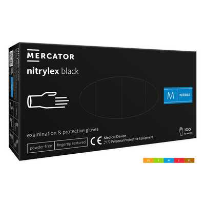 Jednorazowe rękawice nitrylowe Mercator nitrylex PF black RD301040 - 100 szt.