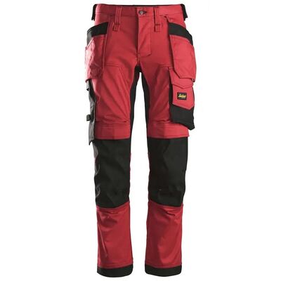 Spodnie robocze Snickers AllroundWork 6241, czerwono-czarne