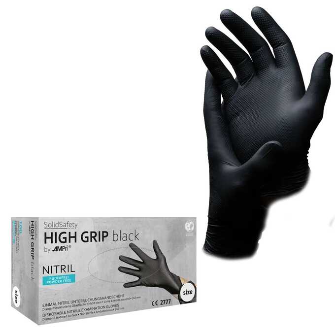 Jednorazowe rękawice nitrylowe Ampri Solid Safety High Grip 081312 - 100 szt.