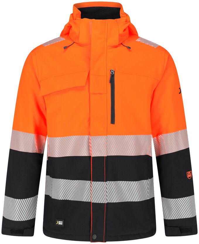 Kurtka zimowa ostrzegawcza Safety Jogger Scuti Hi-Vis SCUHVWJACM, neonowa pomarańczowa/czarna
