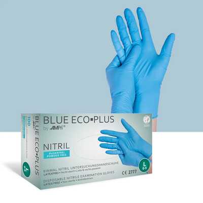 Rękawice jednorazowe nitrylowe bezpudrowe Ampri Blue Eco Plus box 100 sztuk