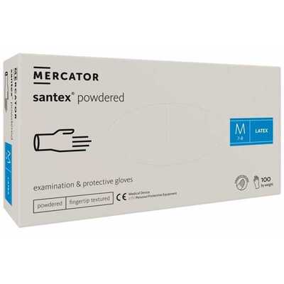 Jednorazowe rękawice lateksowe Mercator Santex powdered RD112570, białe