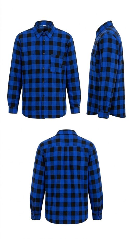 Koszula flanelowa KF01, niebiesko-czarna