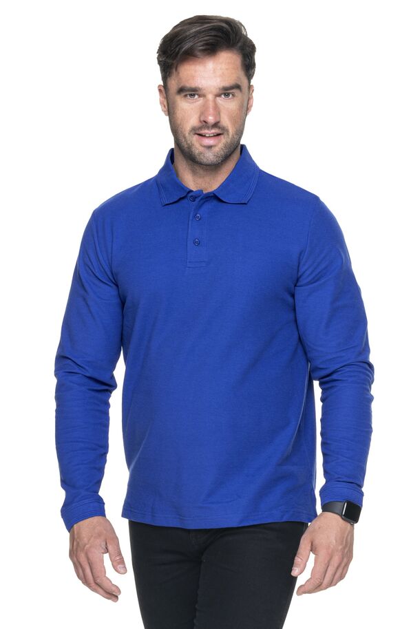 Koszulka polo męska z długim rękawem Promostars Long Cotton 42350, chabrowa