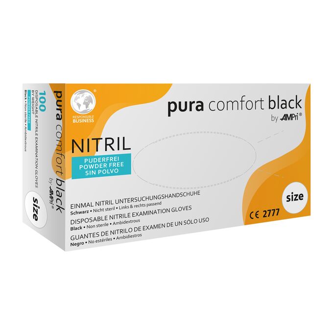 Jednorazowre rękawice nitrylowe Ampri Puracomfort Black 118-038 - 100 sztuk