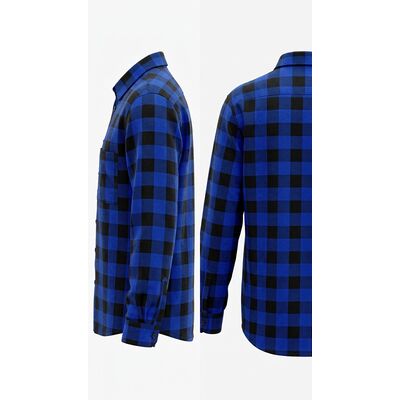 Koszula flanelowa KF01, niebiesko-czarna